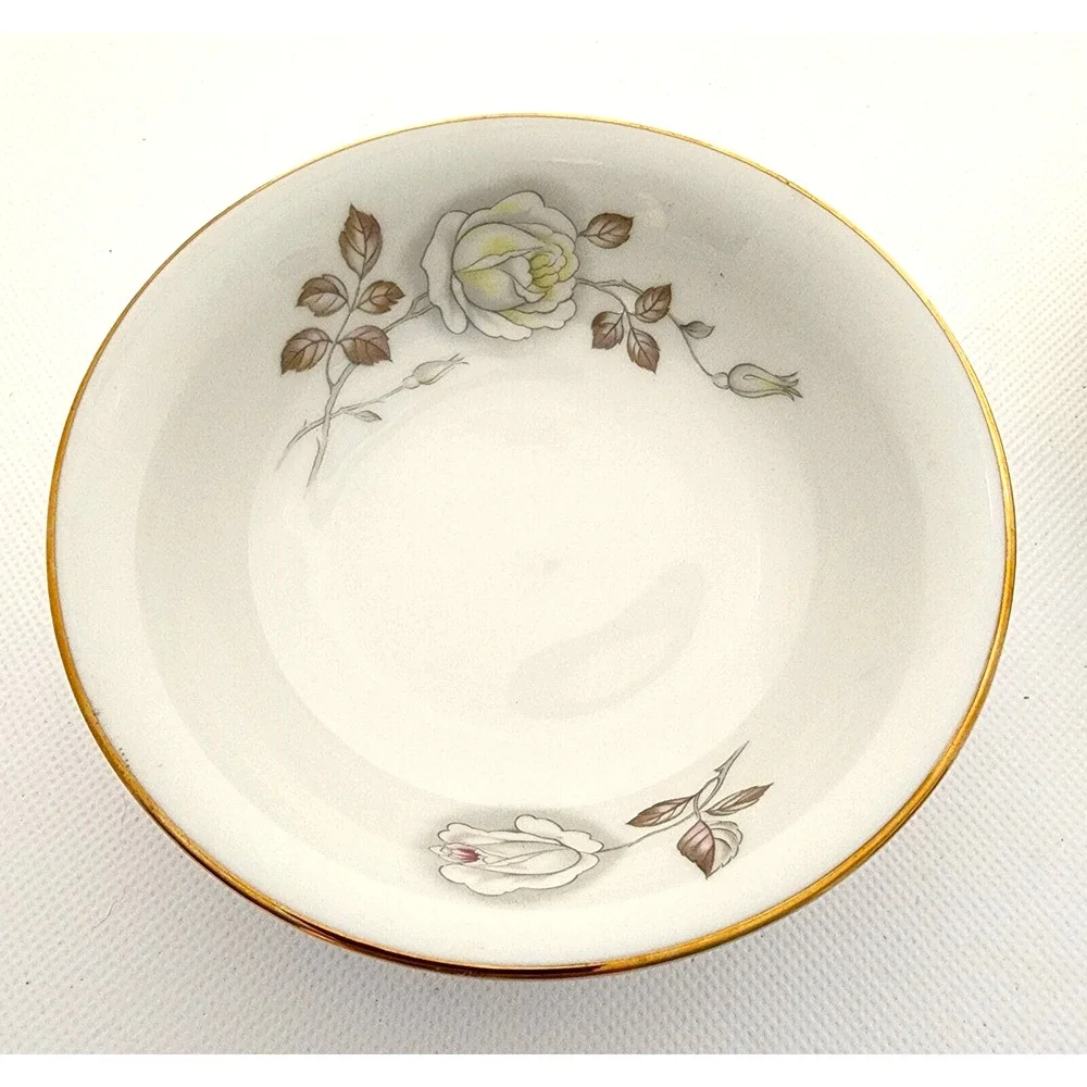 Johann Haviland Bavaria Germany Set/6 Berry Dessert Bowls Floral Rose Gold Trim